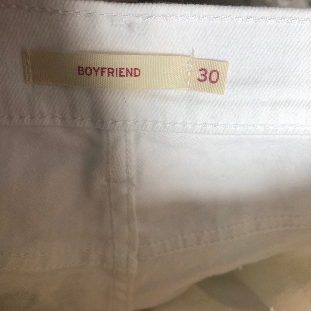 Levi’s boyfriend white crop studded jeans denim pants fringe 10 - Picture 10 of 10